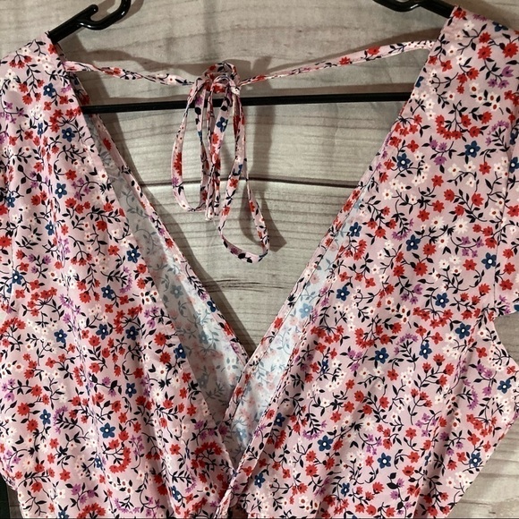 LULU’S Hottie Dotty Mauve Pink Floral Print Romper - Picture 9 of 12